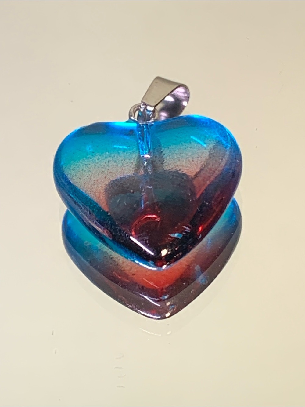 Blue and Red Heart Pendant Necklace